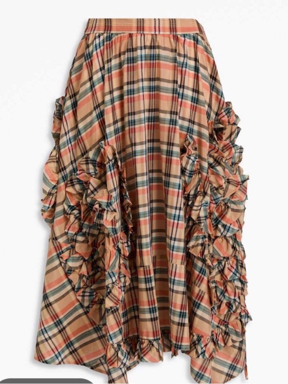 ULLA JOHNSON Plaid Ruffled A-Line Maxi Skirt SIZE 6